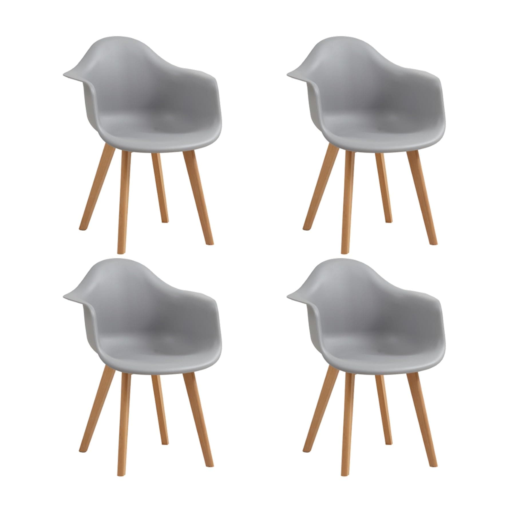 Silla de comedor gris con patas de madera clara