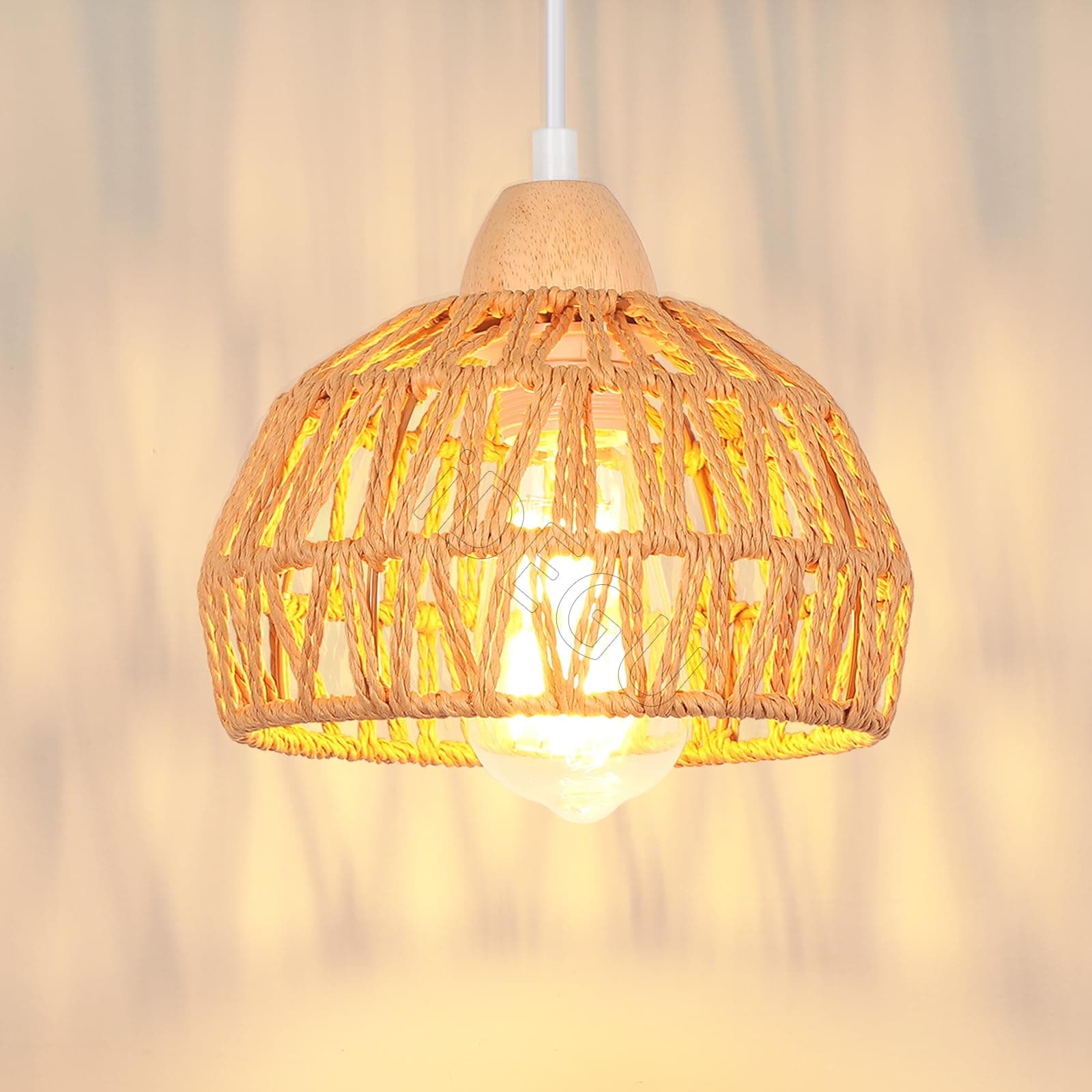 Lámpara colgante de cuerda de yute natural