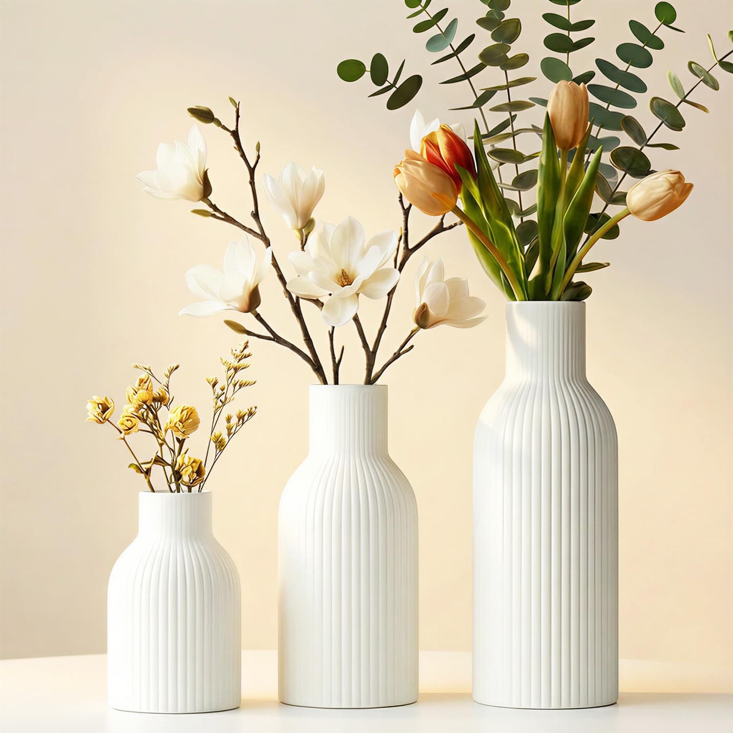 Jarrón decorativo blanco de cerámica