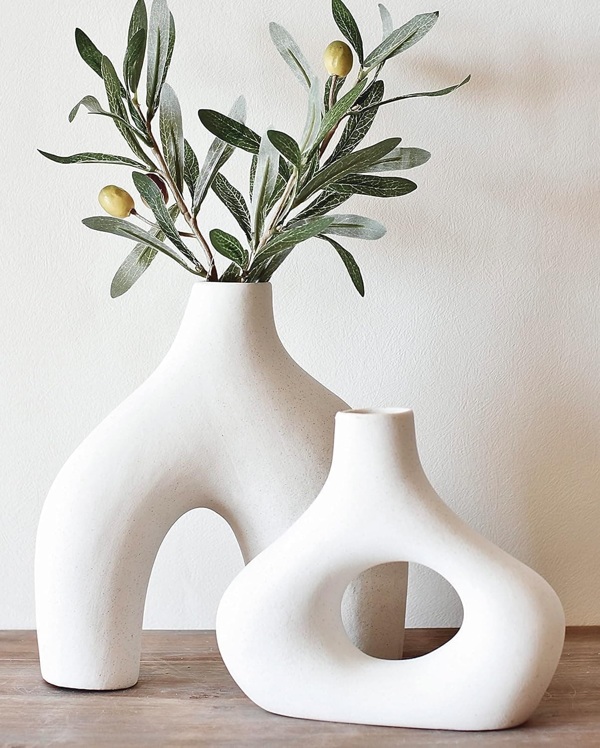 Jarrón decorativo de cerámica blanco