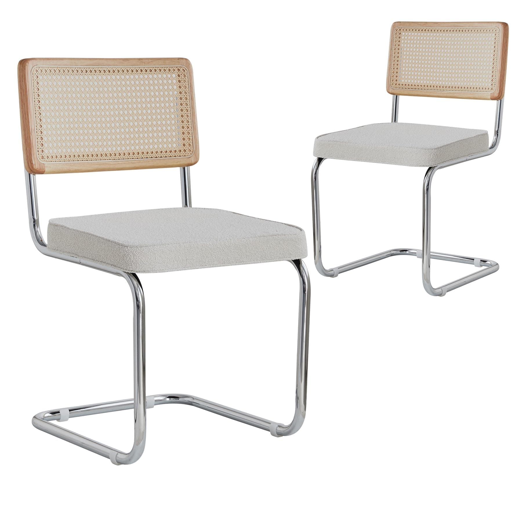 Silla de comedor con respaldo de rejilla y estructura cromada