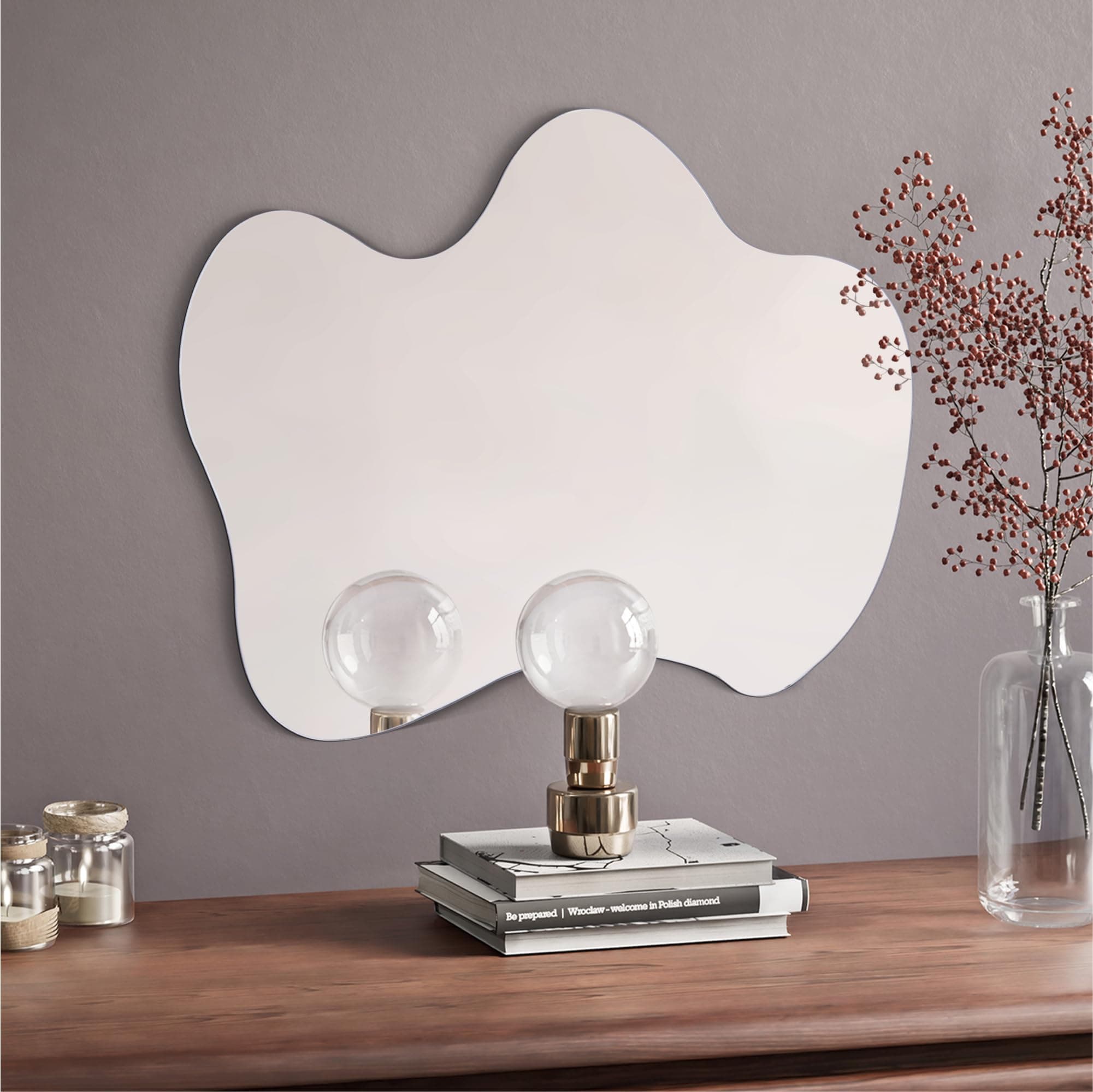 espejo pared irregular, espejo diseño moderno