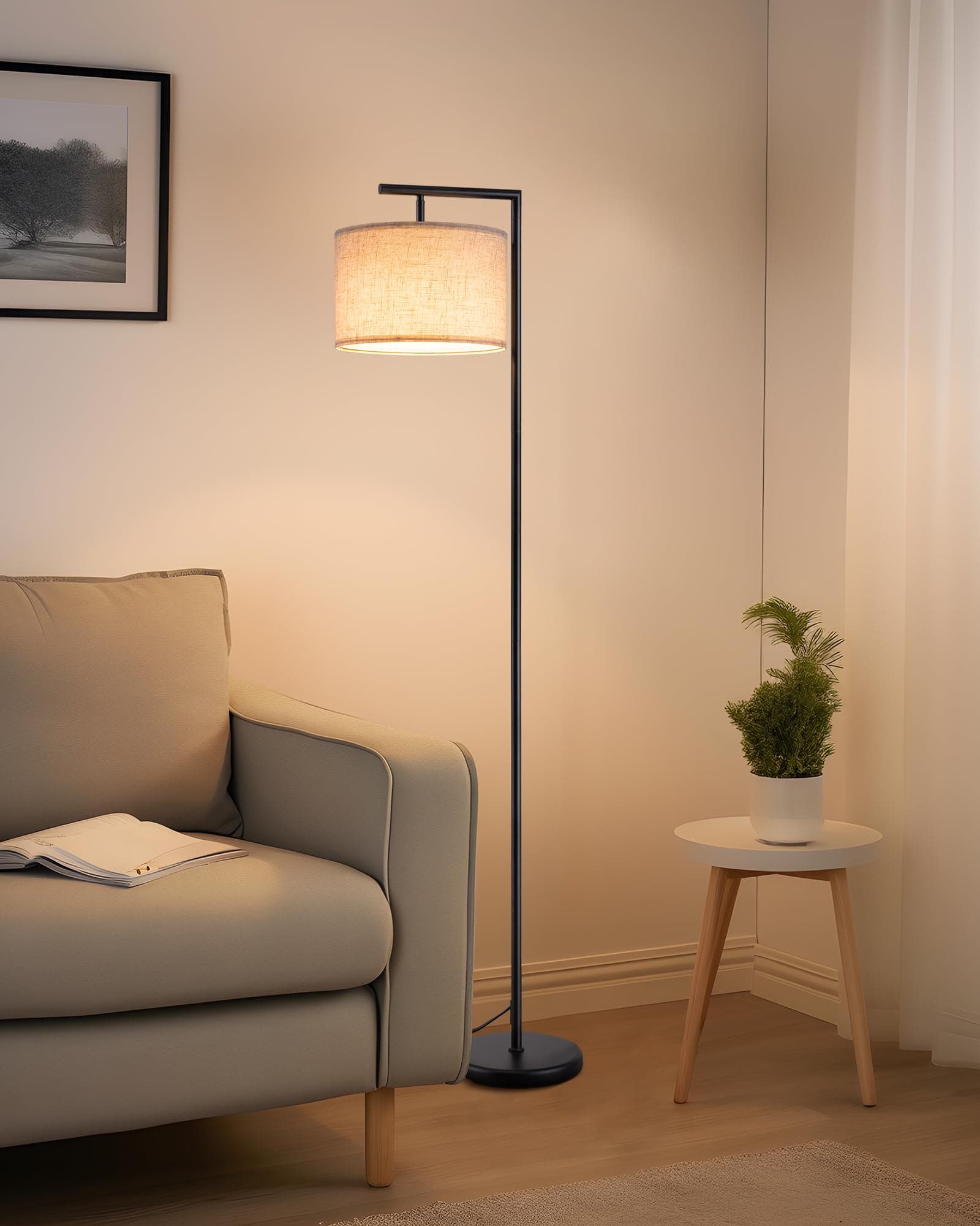 Lámpara de pie moderna con pantalla beige