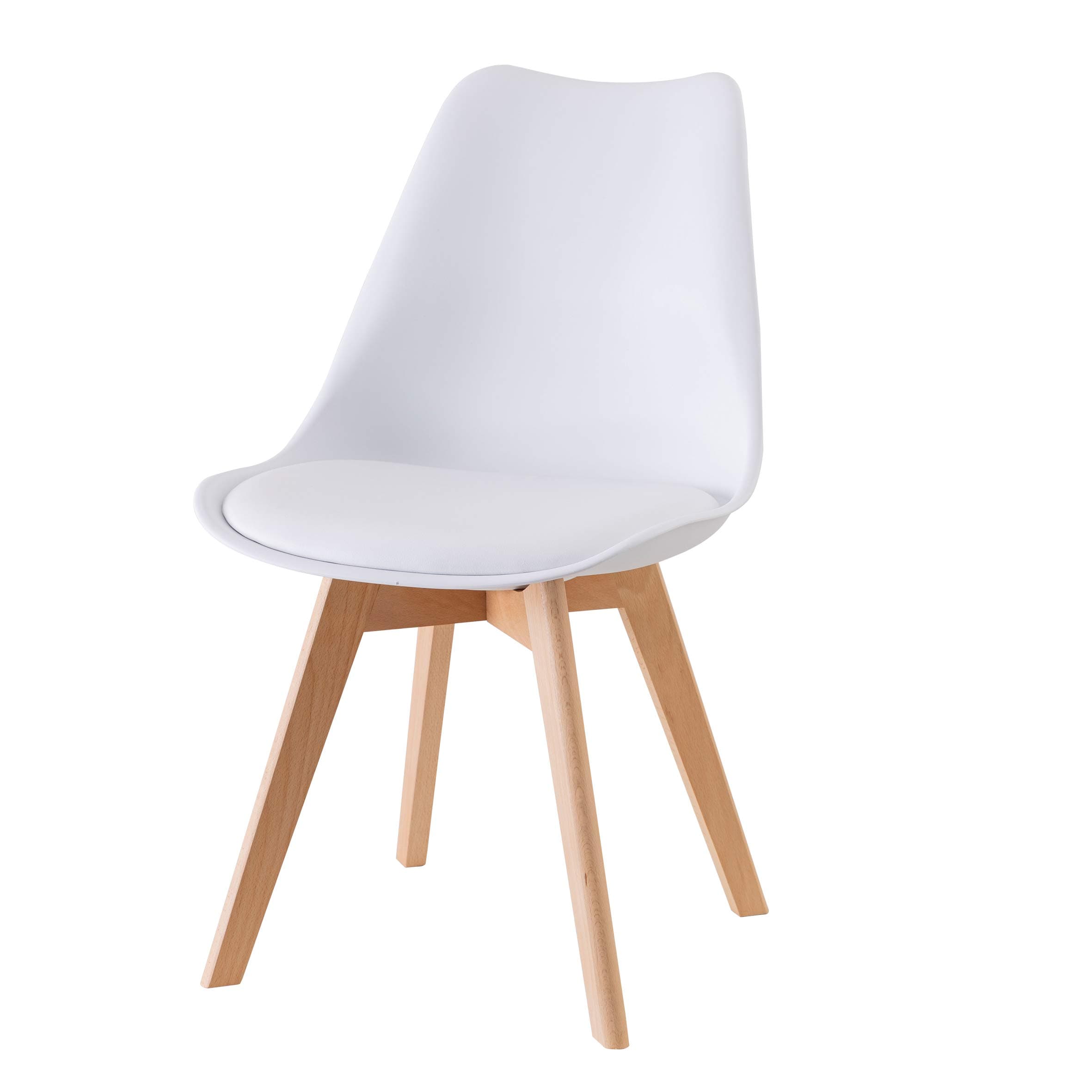 Silla de comedor estilo nórdico blanca con patas de madera