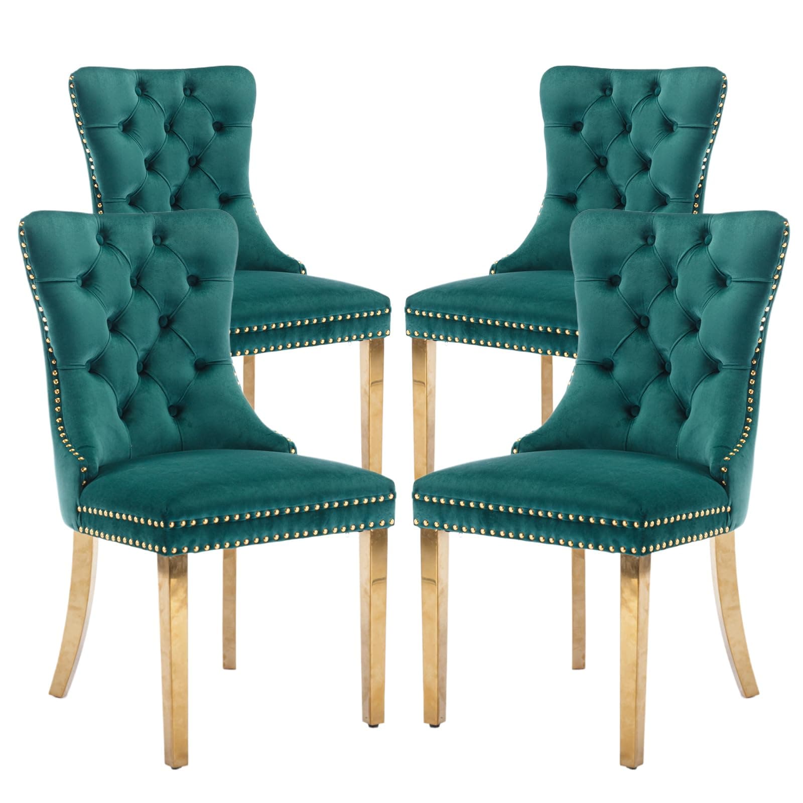 Silla de comedor tapizada en terciopelo verde esmeralda