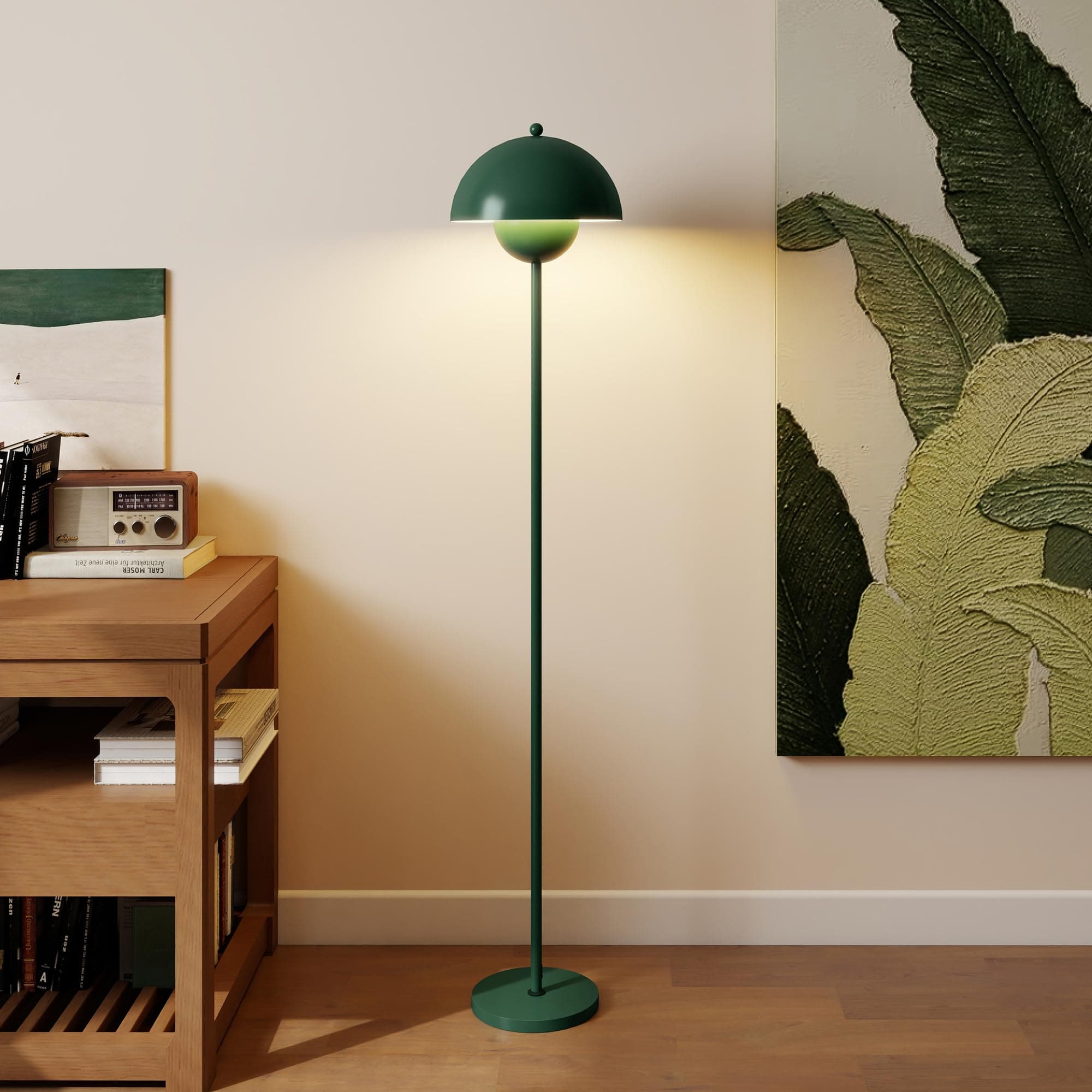 Lámpara de pie verde de metal estilo moderno