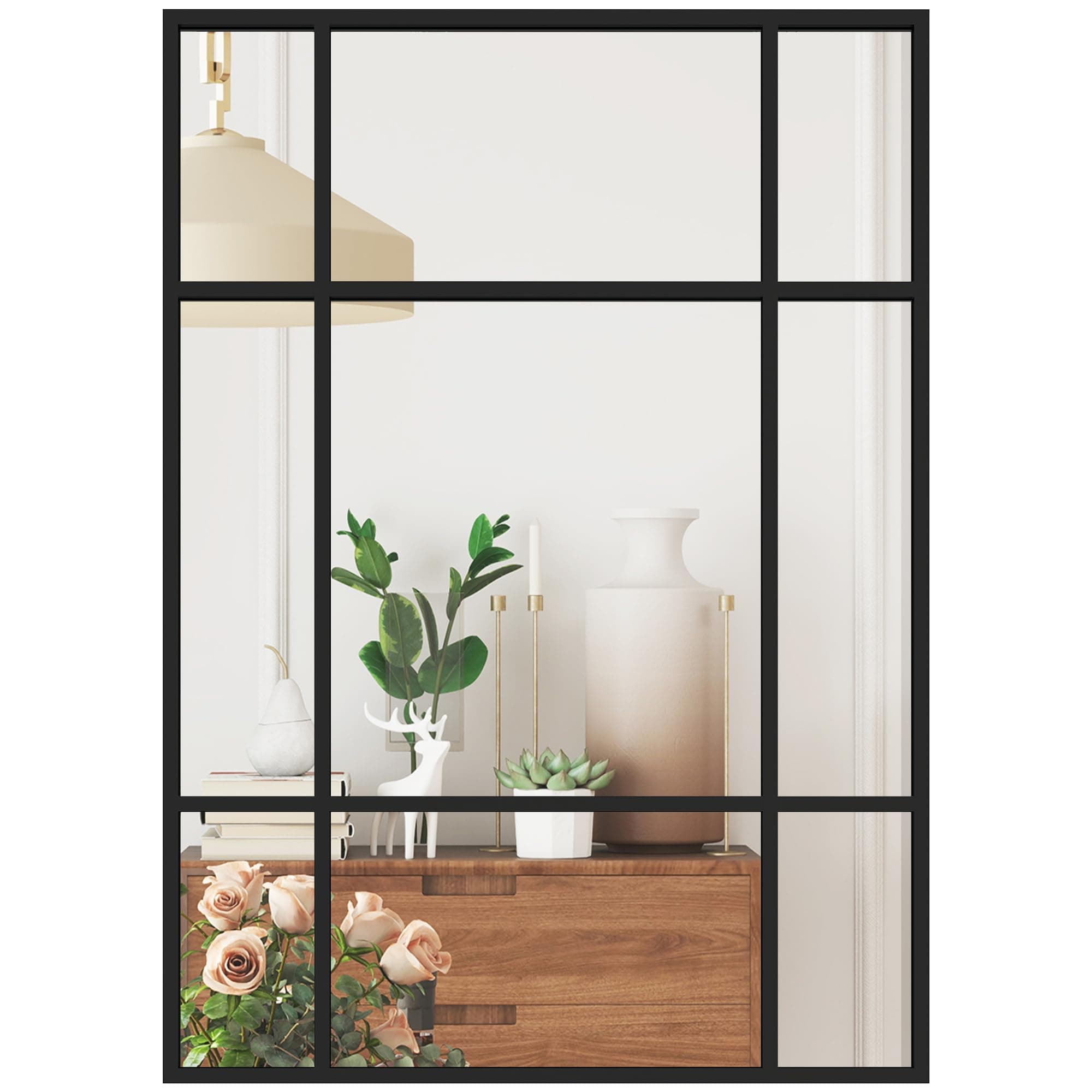 Espejo rectangular de pared con marco negro