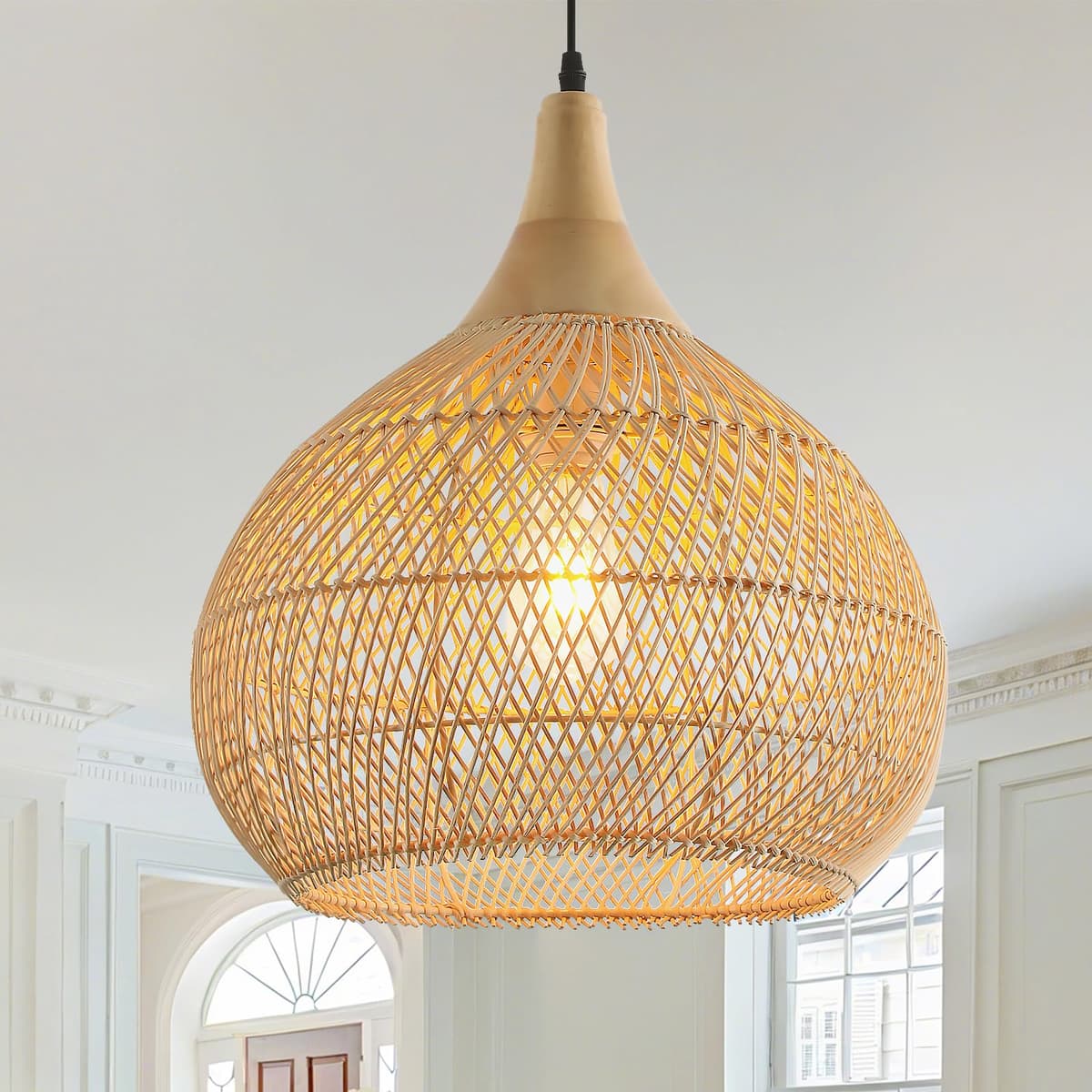 Lámpara colgante de ratán natural