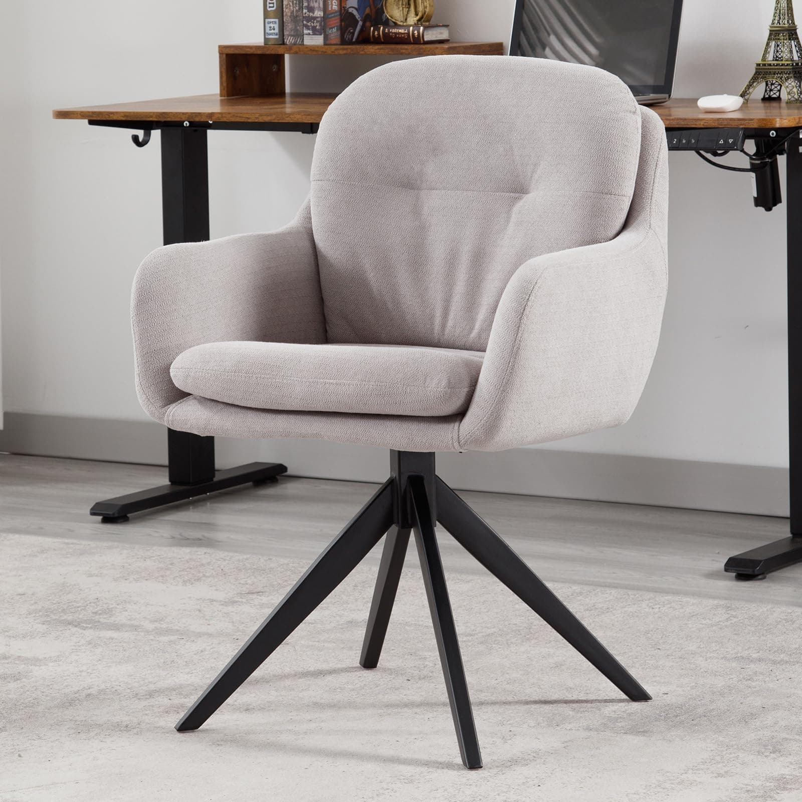 Silla de escritorio giratoria tapizada en gris claro