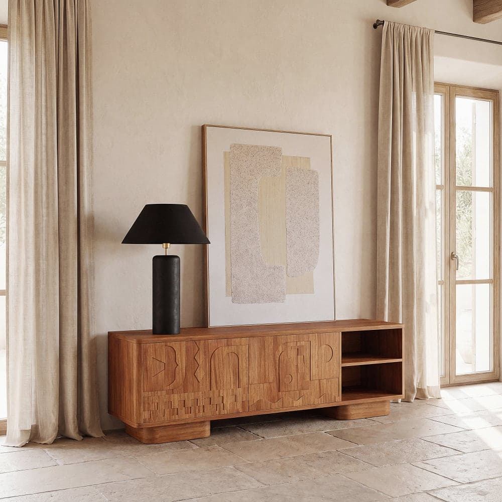 mueble tv madera acacia, mueble television 175 cm