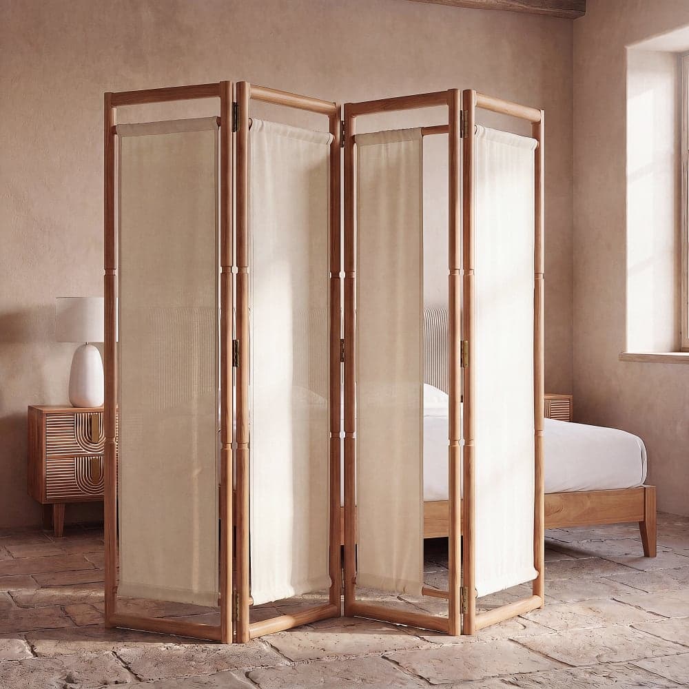 biombo madera natural, biombo separador de ambientes