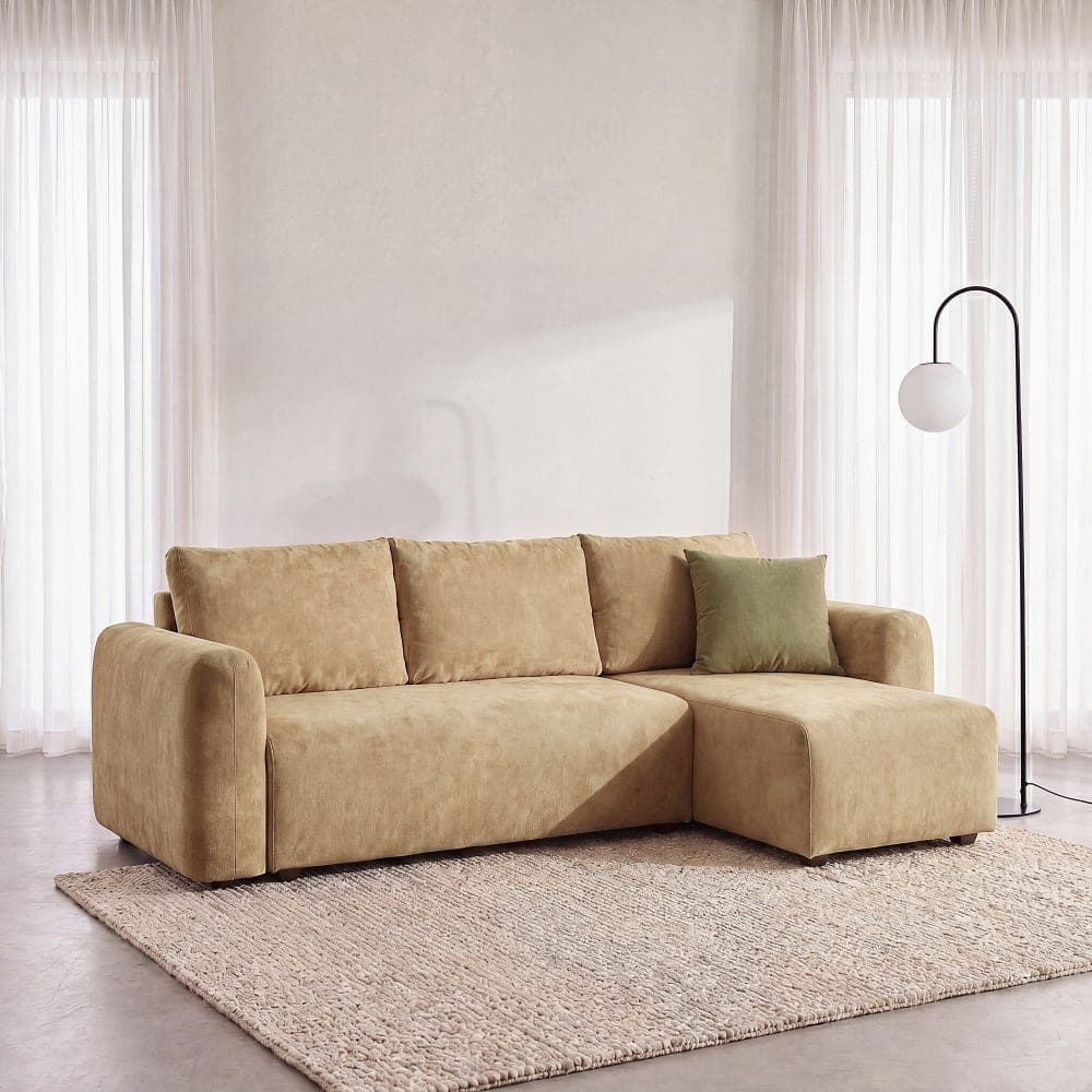 sofa cama chaise longue, sofa color toffee