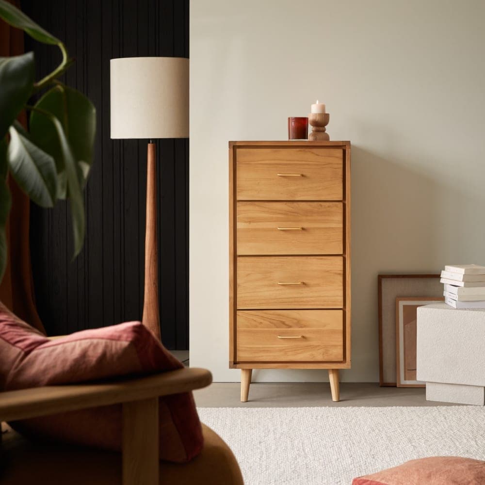 cómoda teca maciza, sinfonier madera natural
