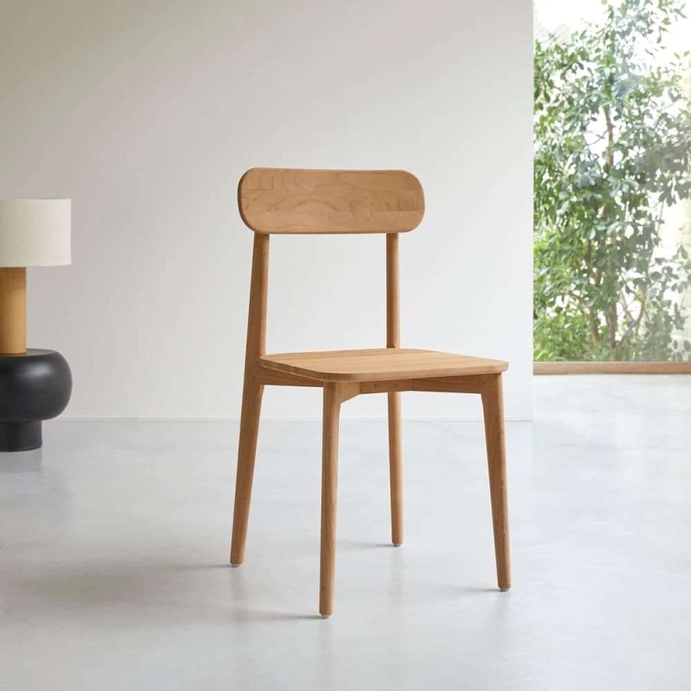 Silla de comedor de teca maciza