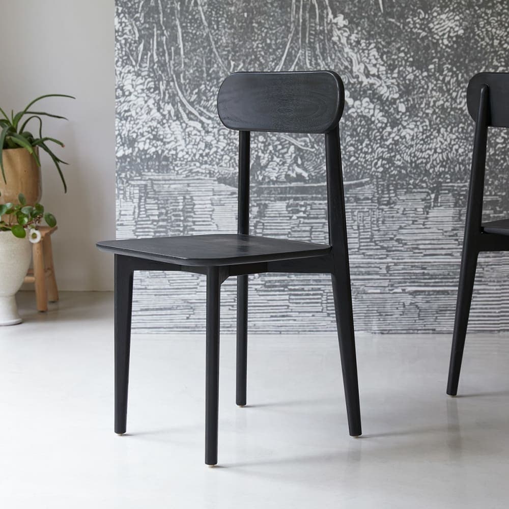 silla comedor madera negra, silla estilo nórdico negra