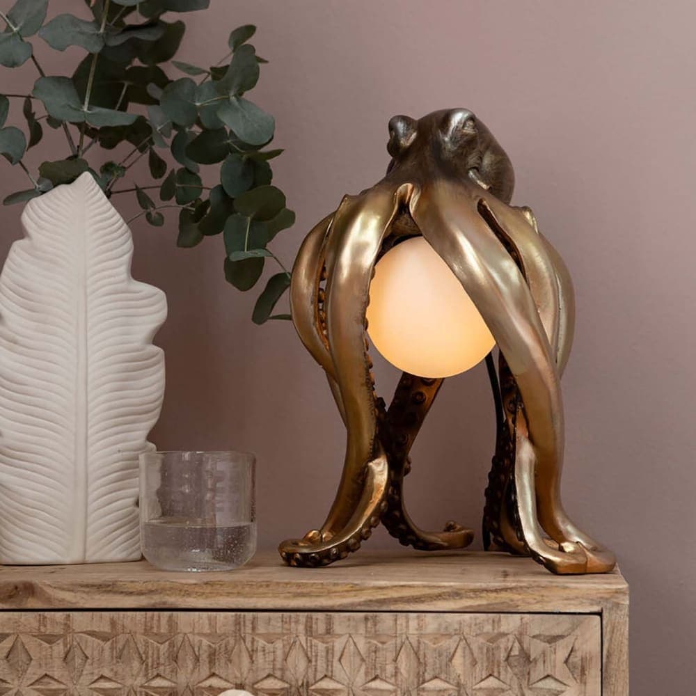 lámpara de mesa pulpo, lámpara decorativa original