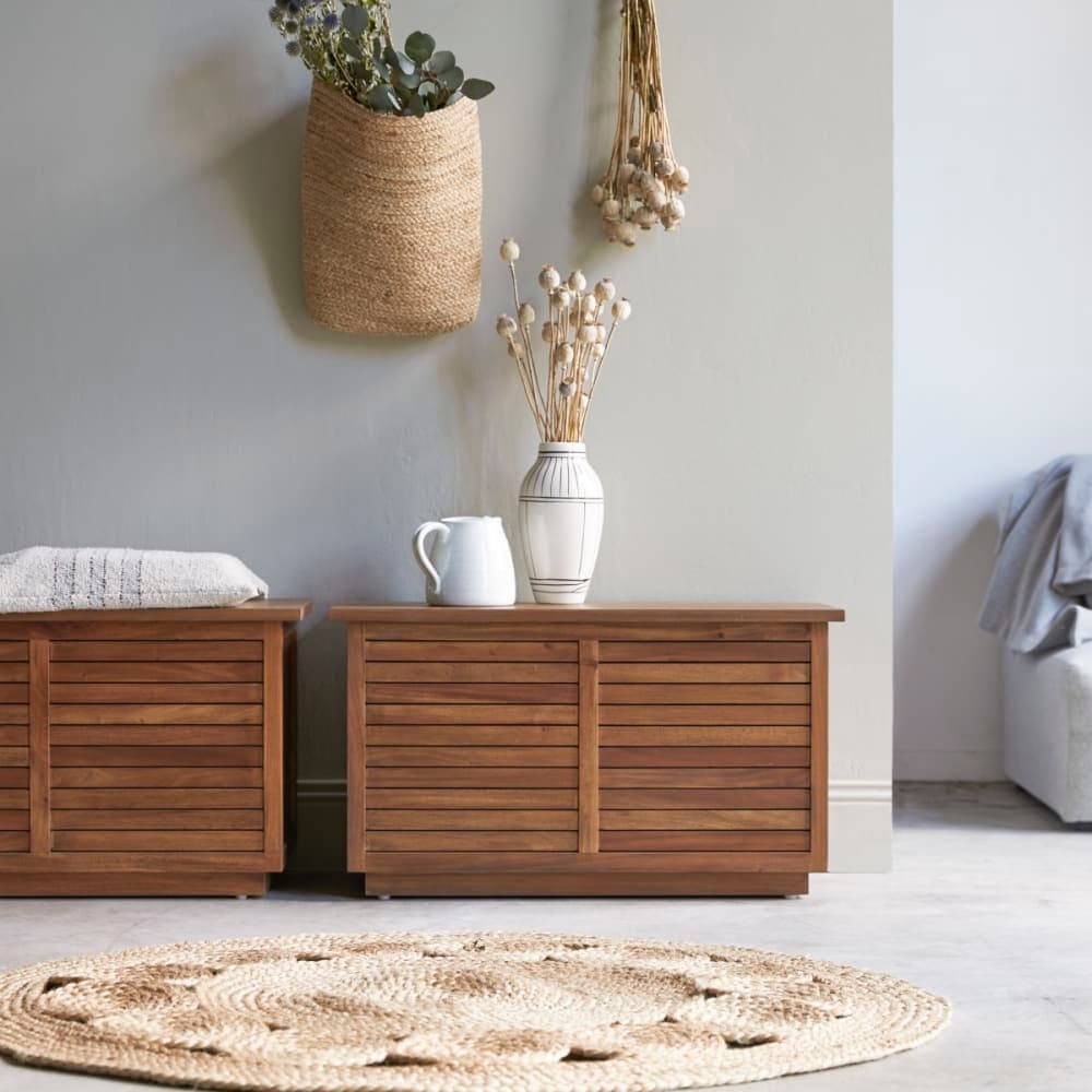 Baúl de madera de acacia maciza con almacenaje