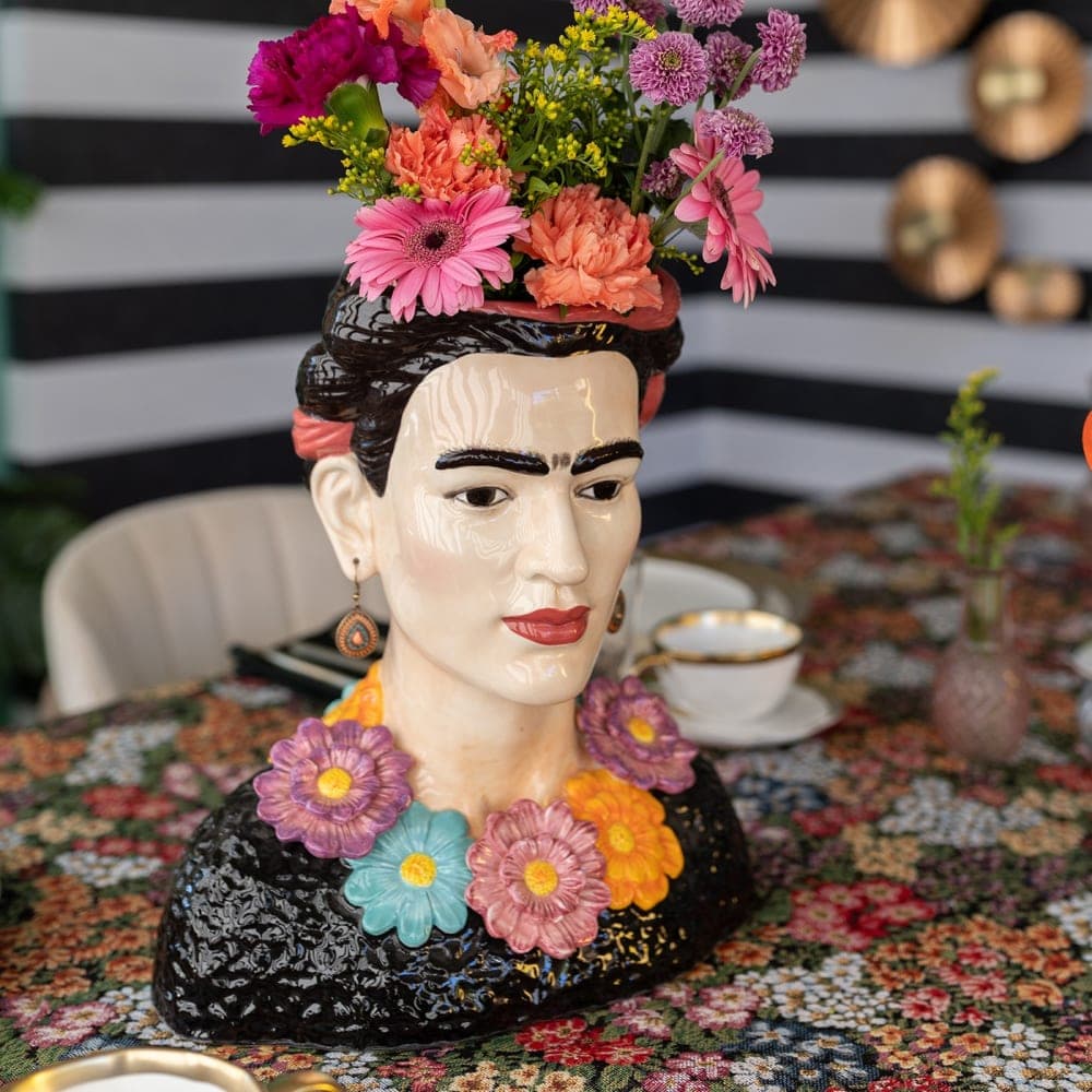 jarrón Frida Kahlo, macetero cabeza Frida
