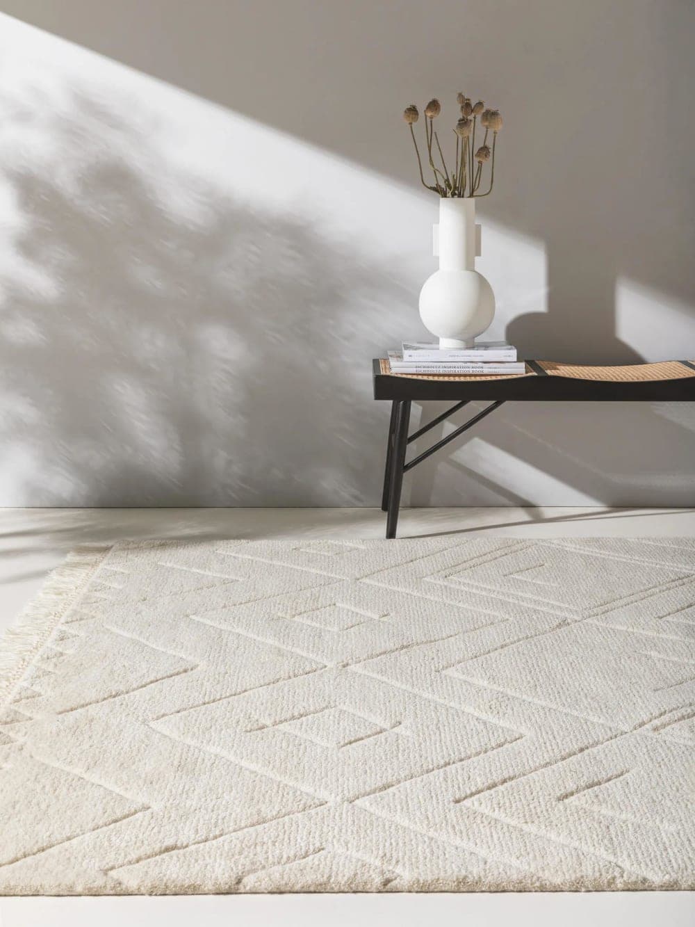 Alfombra de lana color marfil 200x300