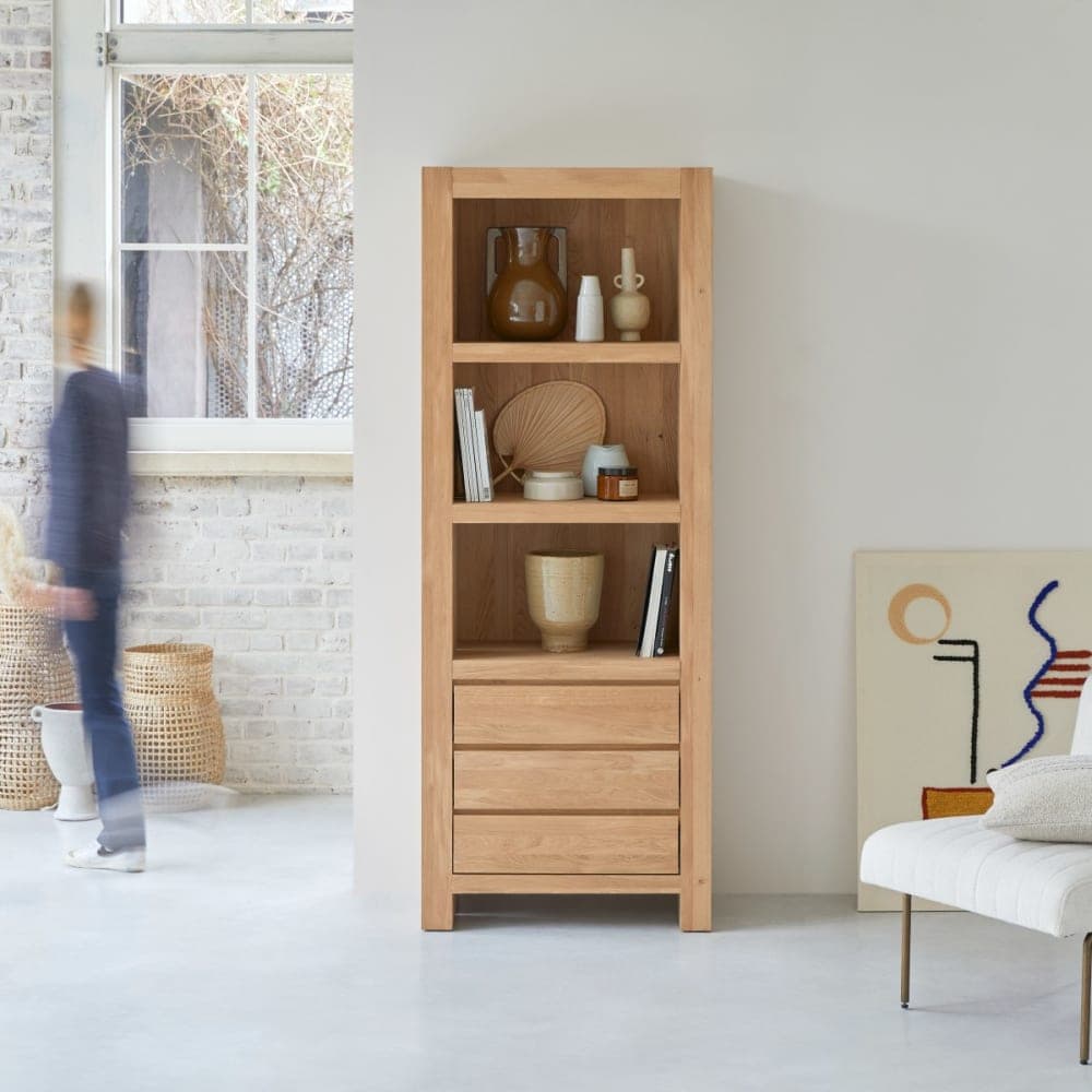 biblioteca roble macizo, estantería madera natural