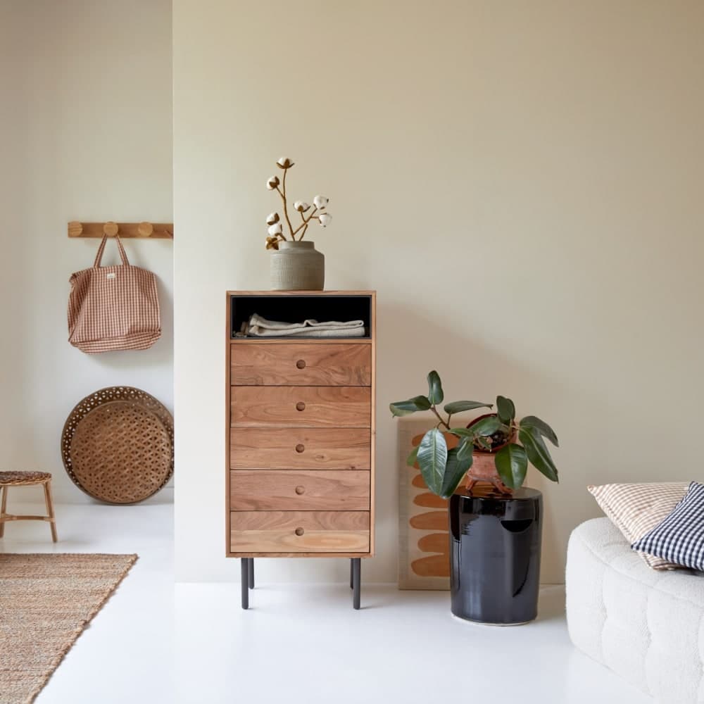 sinfonier madera acacia, cómoda alta estrecha