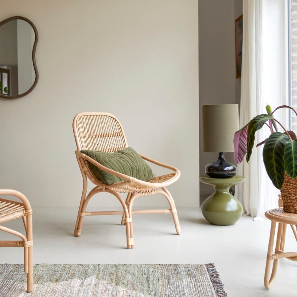 sillón de ratán natural, sillón estilo boho