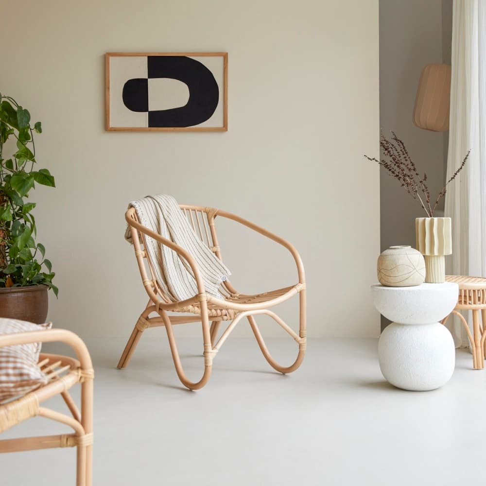 Sillón de ratán natural estilo nórdico