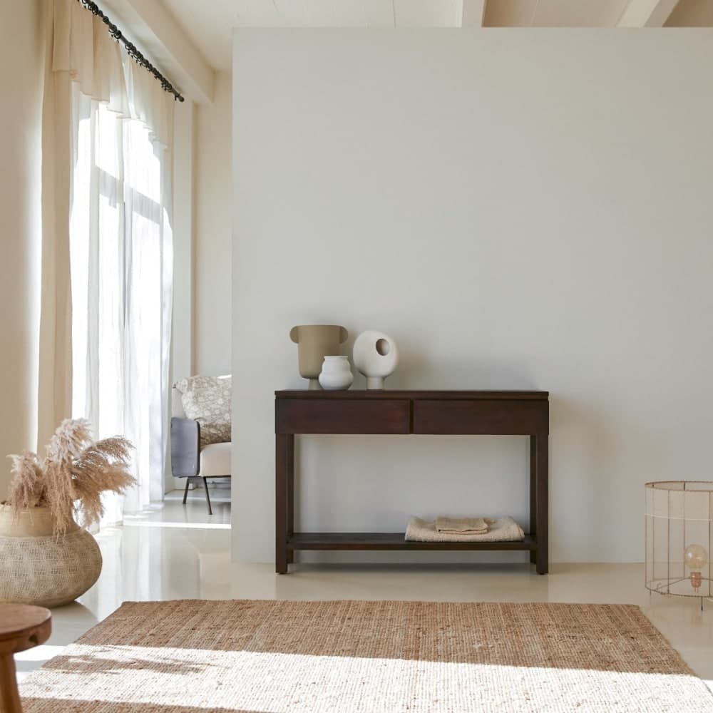 consola madera maciza, consola caoba recibidor