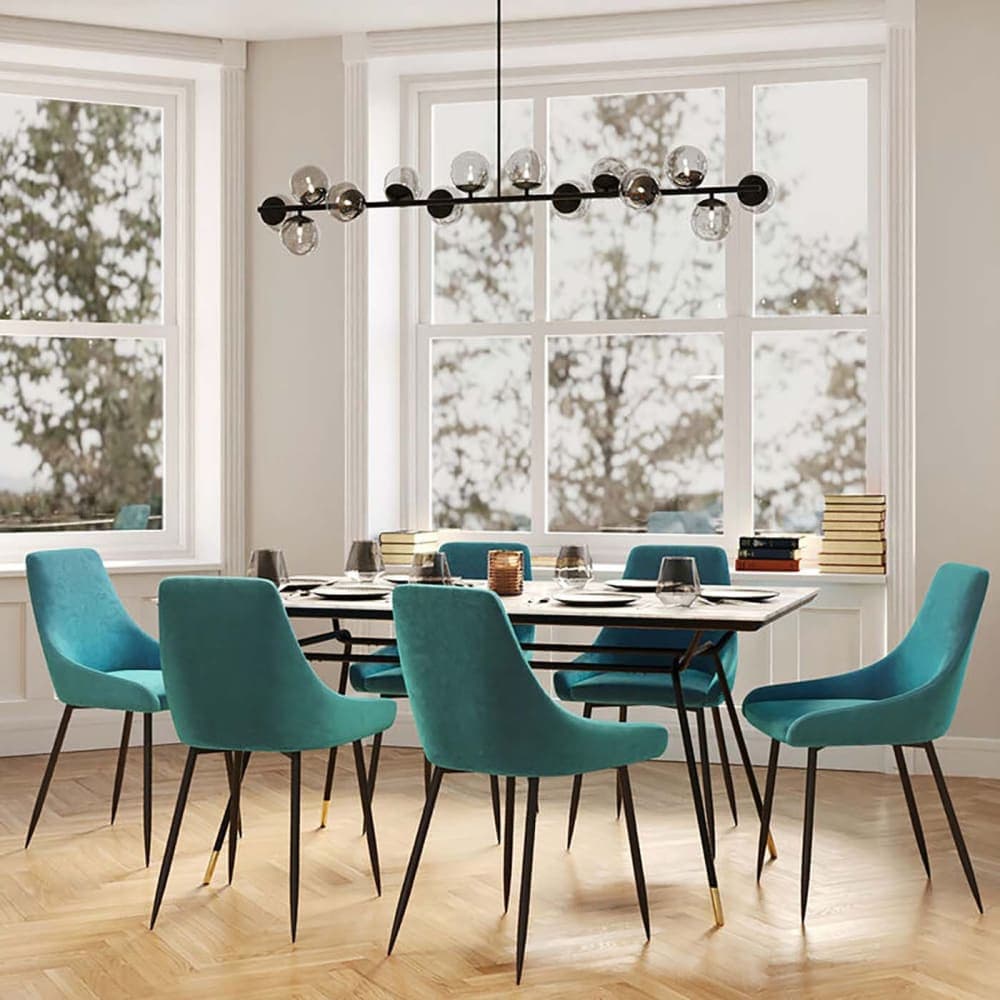 silla comedor terciopelo azul, silla tapizada azul petroleo
