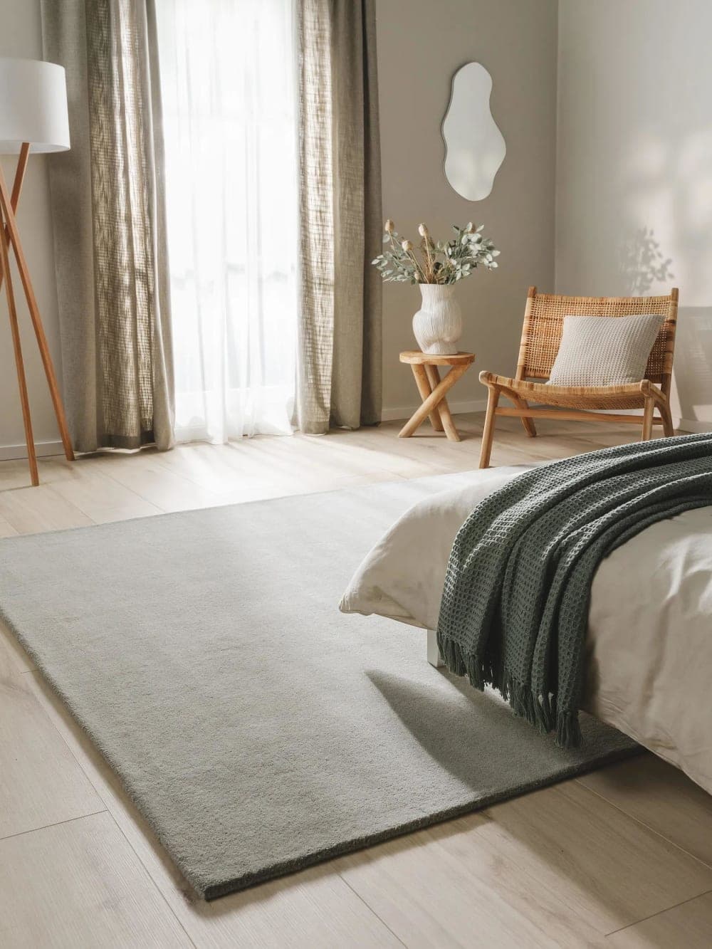 alfombra lana gris, alfombra rectangular gris