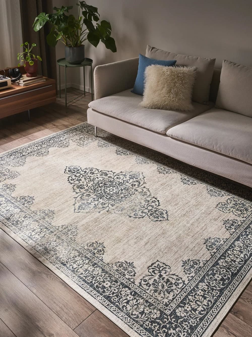 Alfombra rectangular estilo vintage gris 160x230