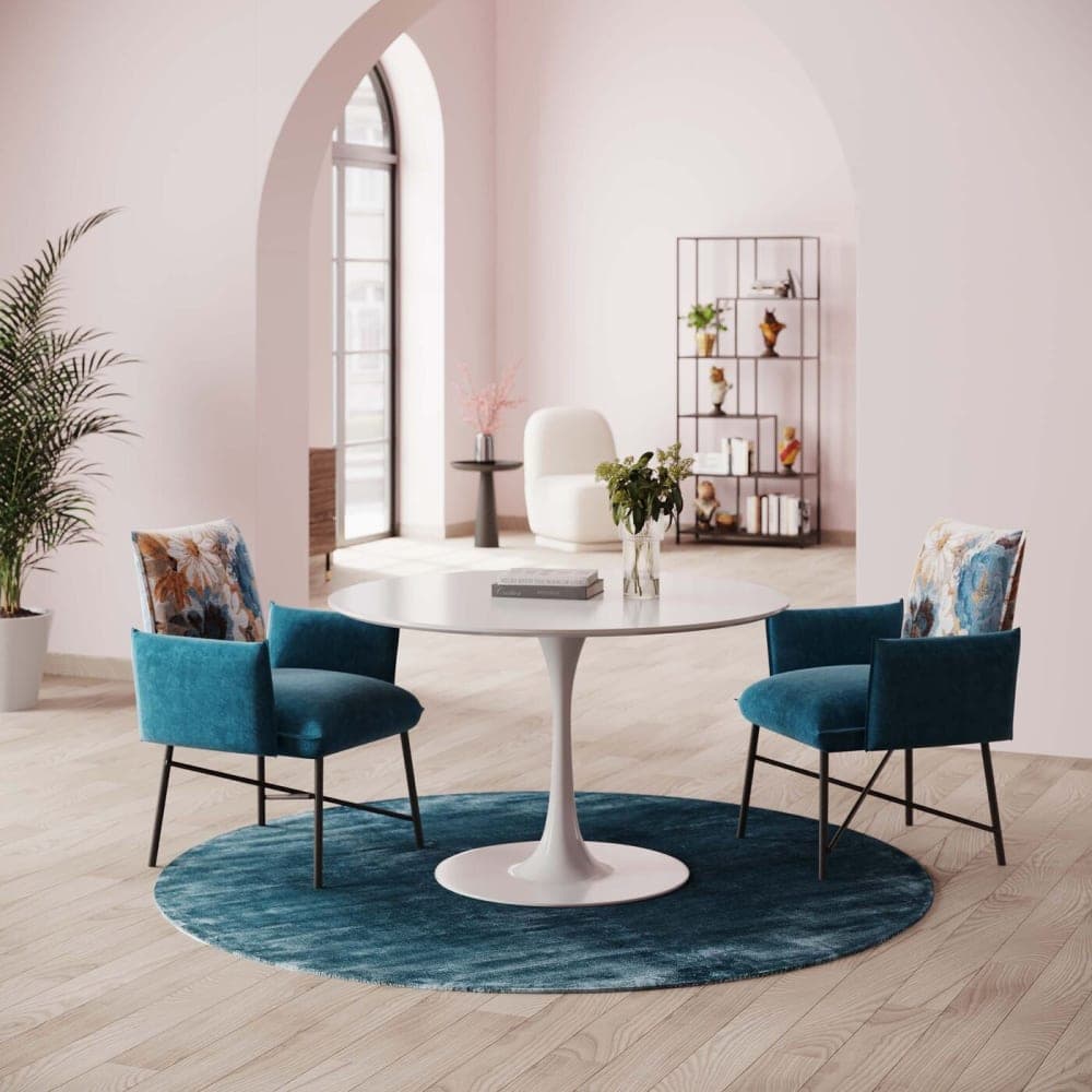 Mesa de comedor redonda blanca estilo Tulip 120 cm