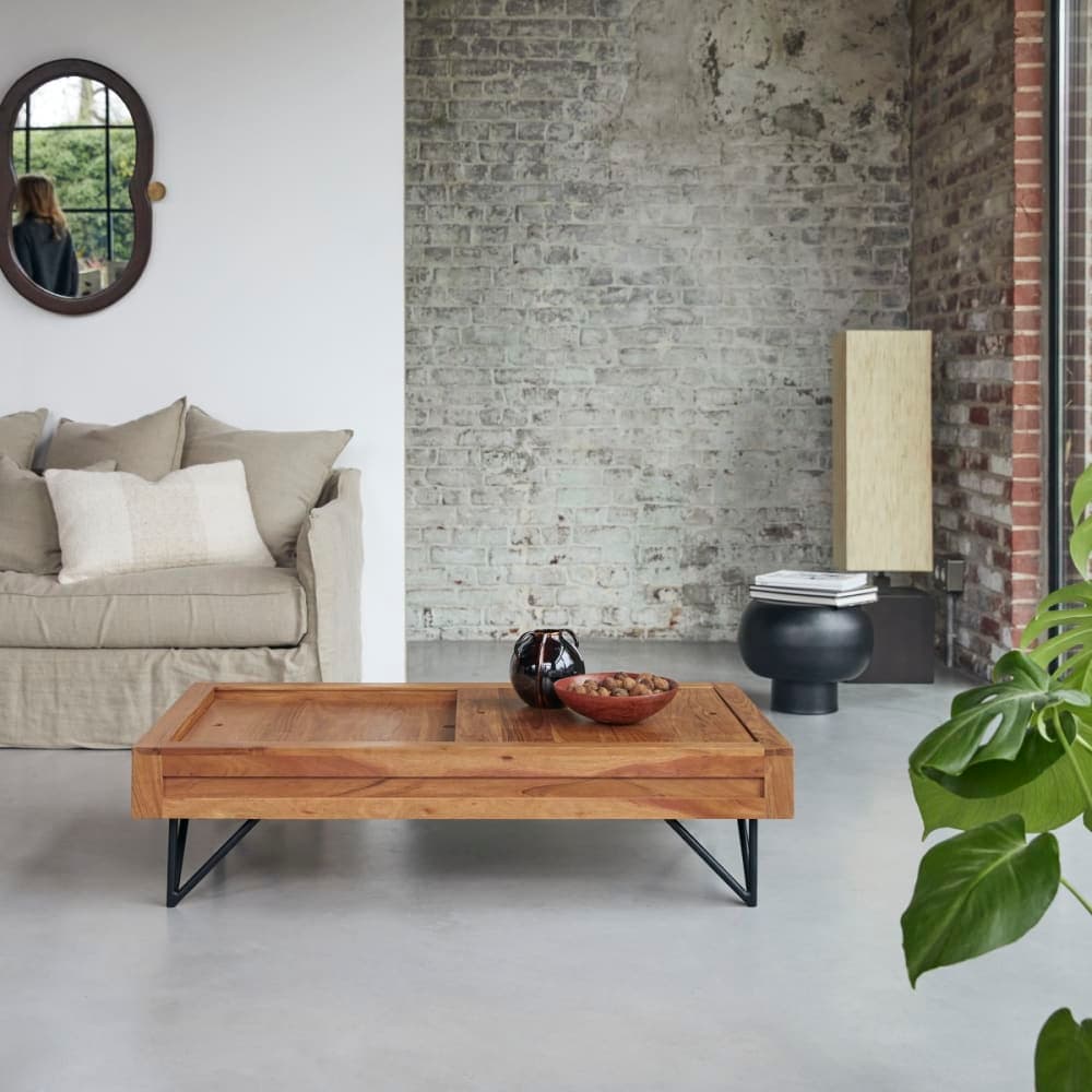 Mesa de centro de madera de acacia maciza