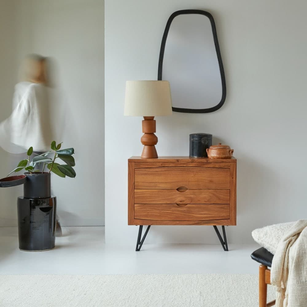 cómoda madera acacia, cómoda mid-century madera