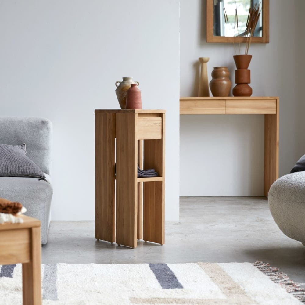 mesa auxiliar teca maciza, mesa auxiliar madera natural