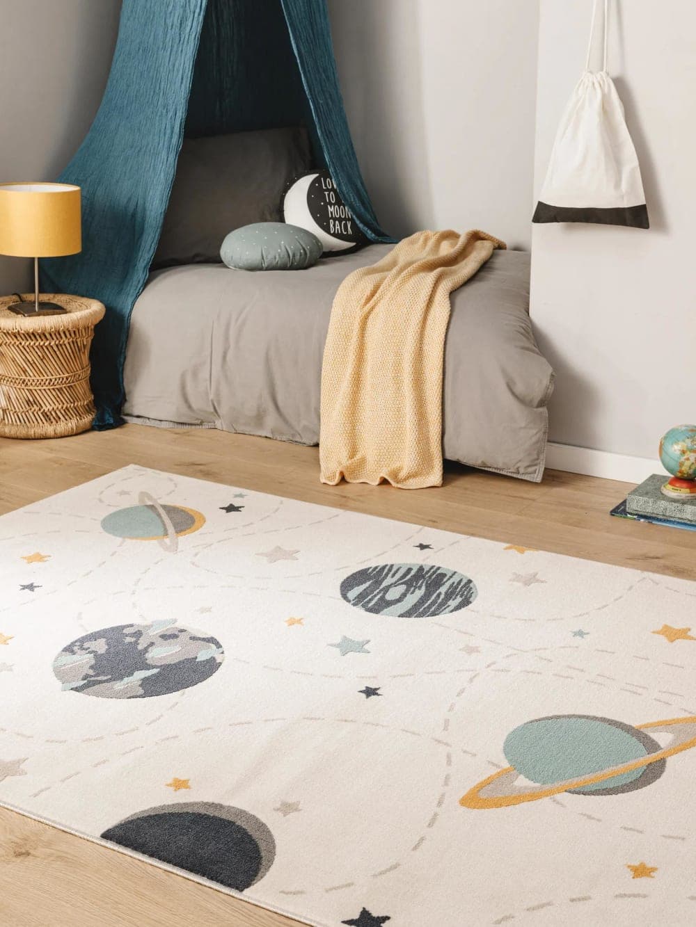 alfombra infantil espacio, alfombra niños crema