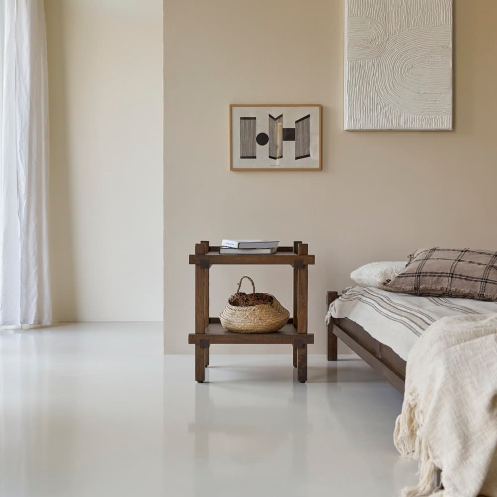 Mesita de noche de madera de mango macizo
