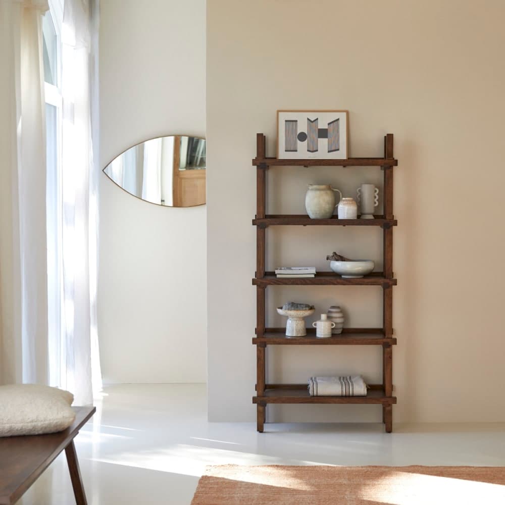 Biblioteca alta de madera de mango macizo