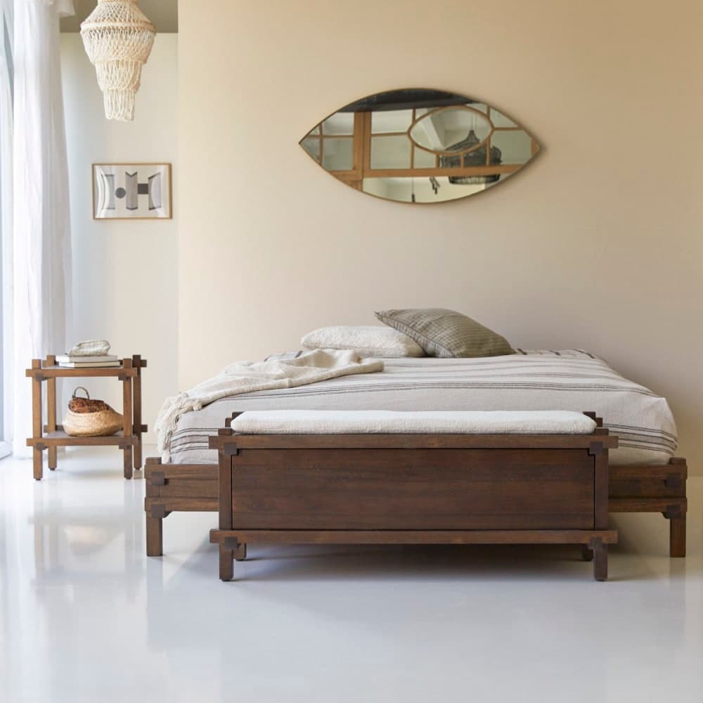 banco madera maciza, banco pie de cama