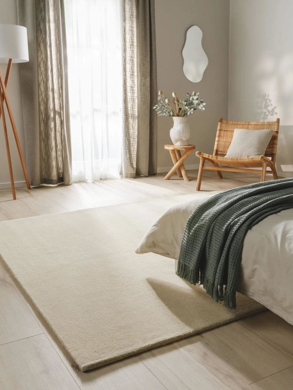 Alfombra de lana color crema 200x300 cm