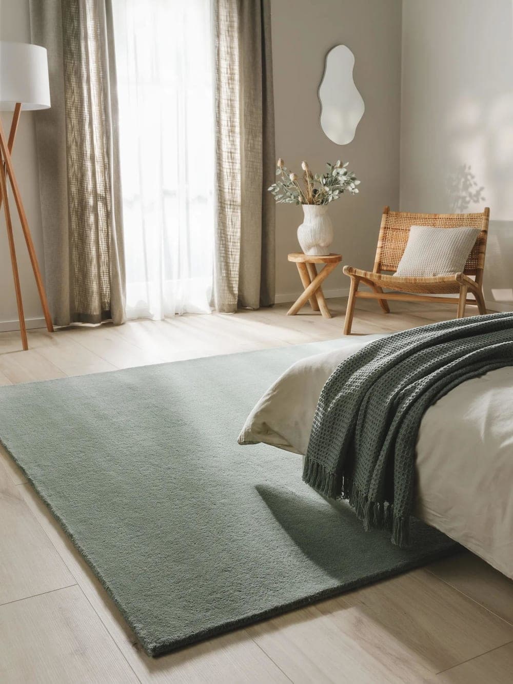 Alfombra de lana verde 160x230
