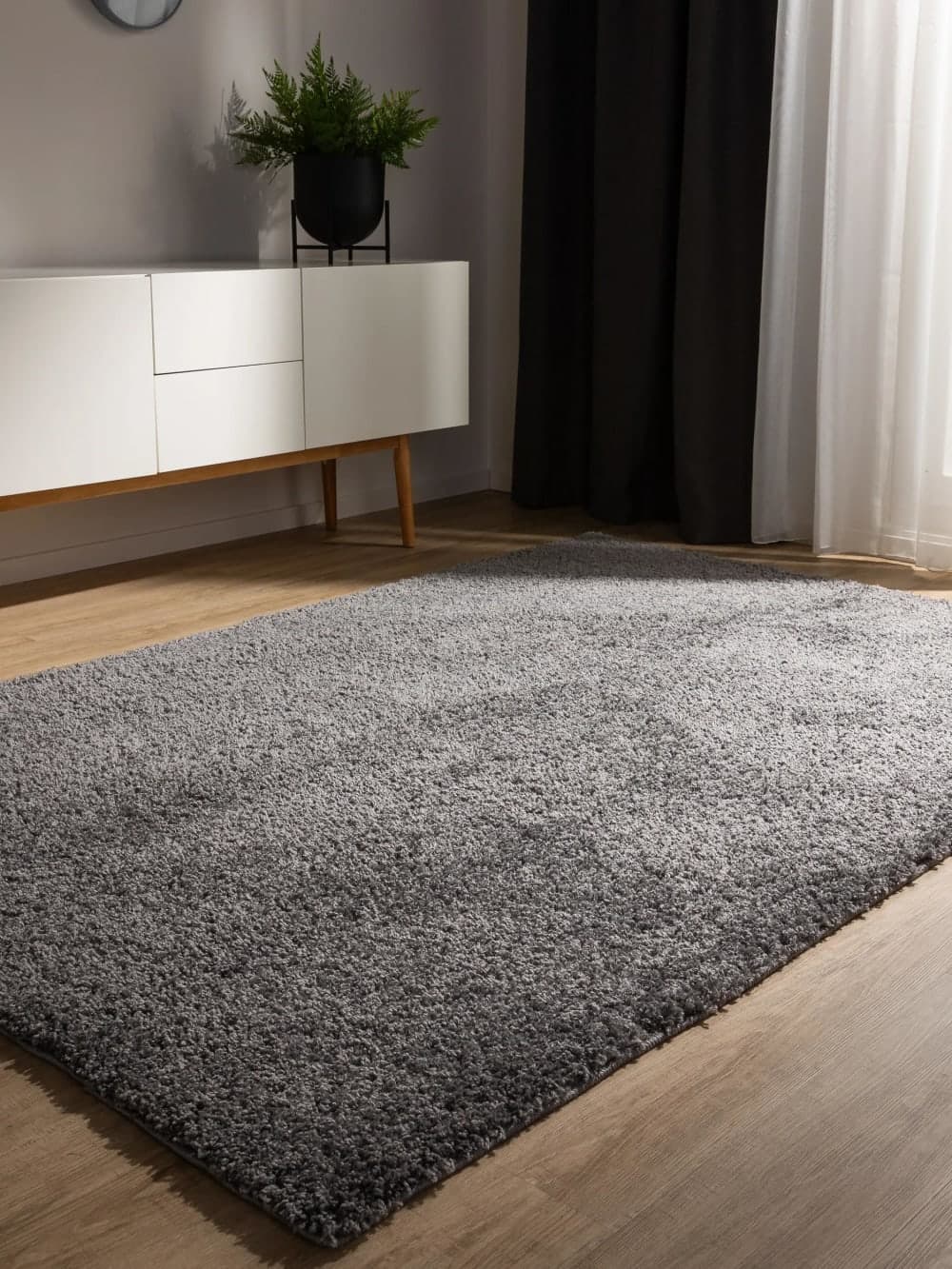 Alfombra de pelo largo gris 80x150 cm