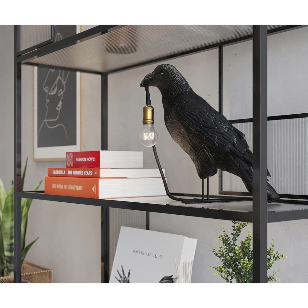 Lámpara de mesa diseño cuervo negro