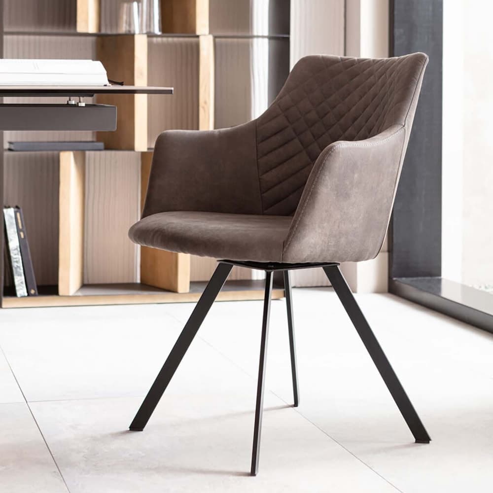 silla giratoria antracita, silla comedor tapizada gris