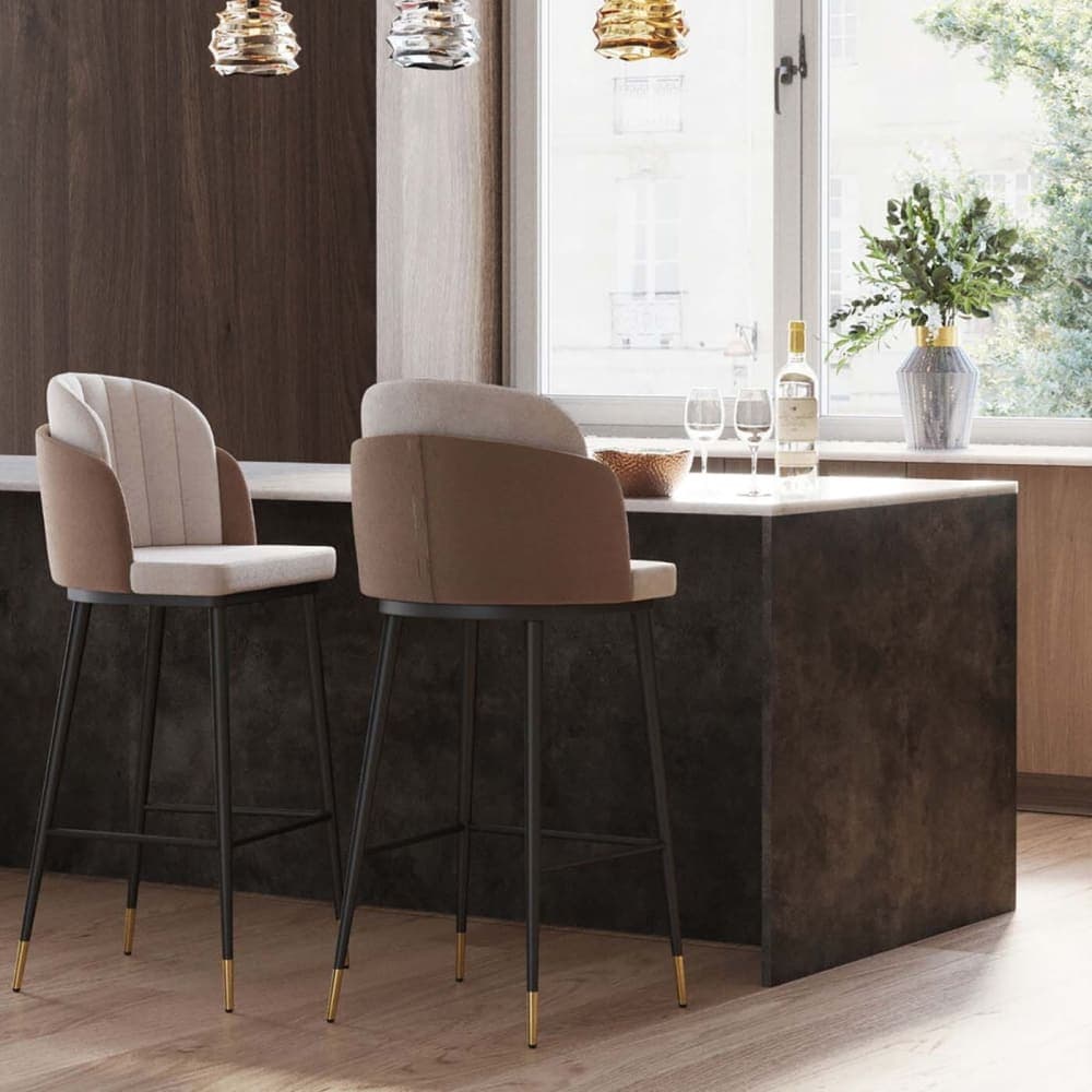taburete bar tapizado, taburete alto cocina moderno