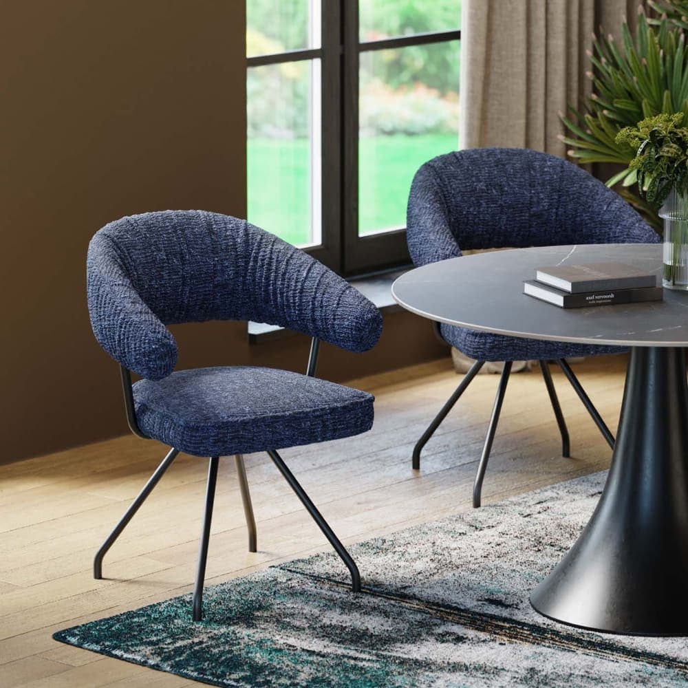 Silla giratoria Arabella azul con estructura metálica