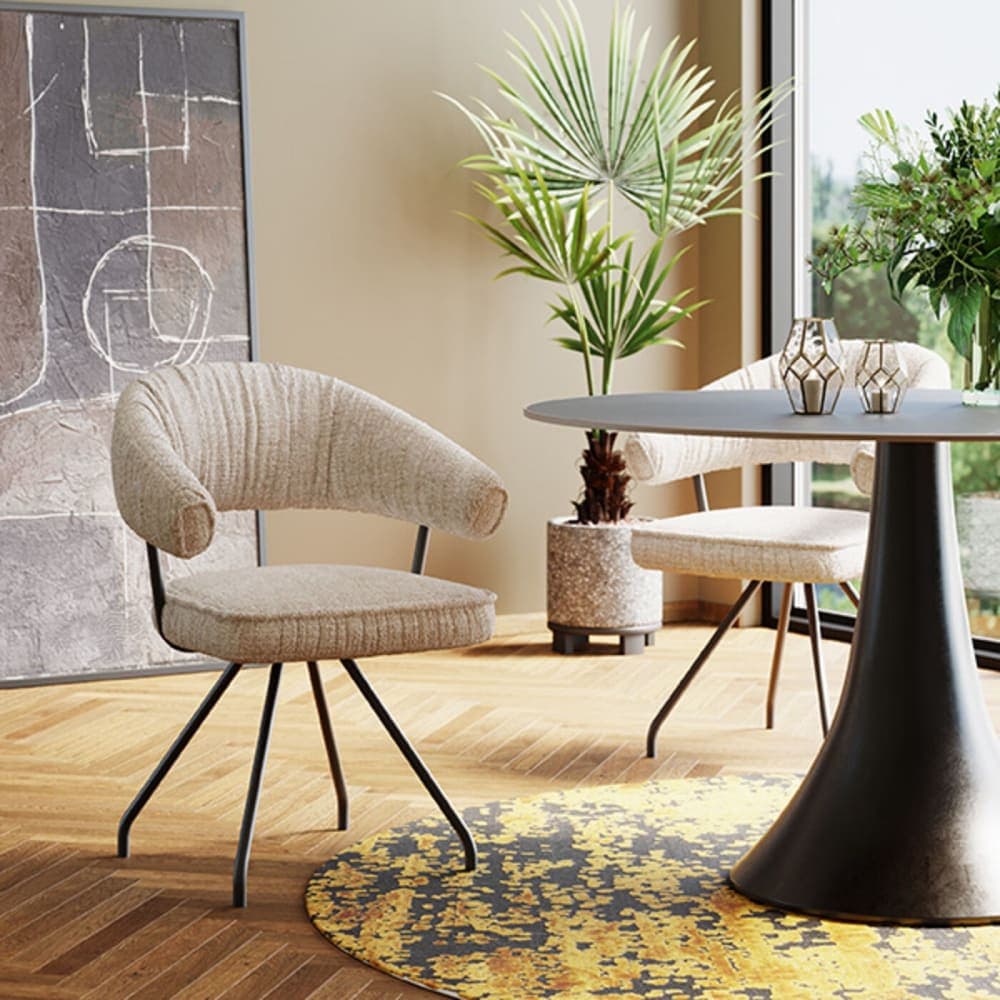 Silla giratoria tapizada con estructura metálica