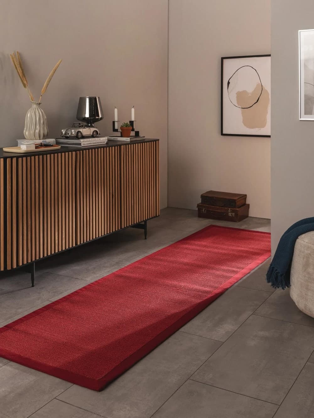 alfombra pasillo roja, alfombra sisal roja