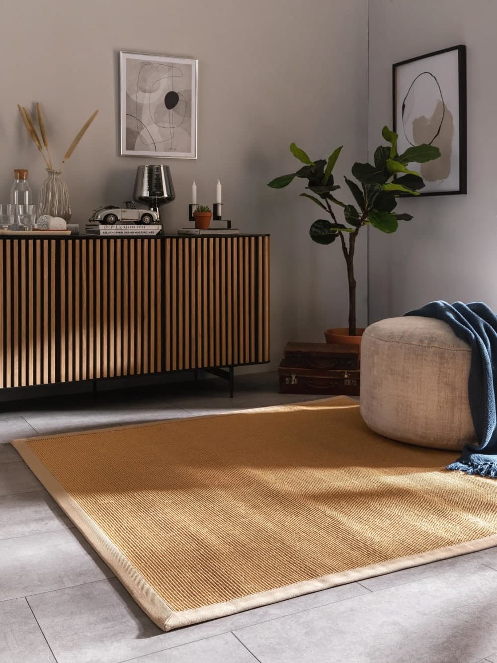 Alfombra de sisal beige cuadrada