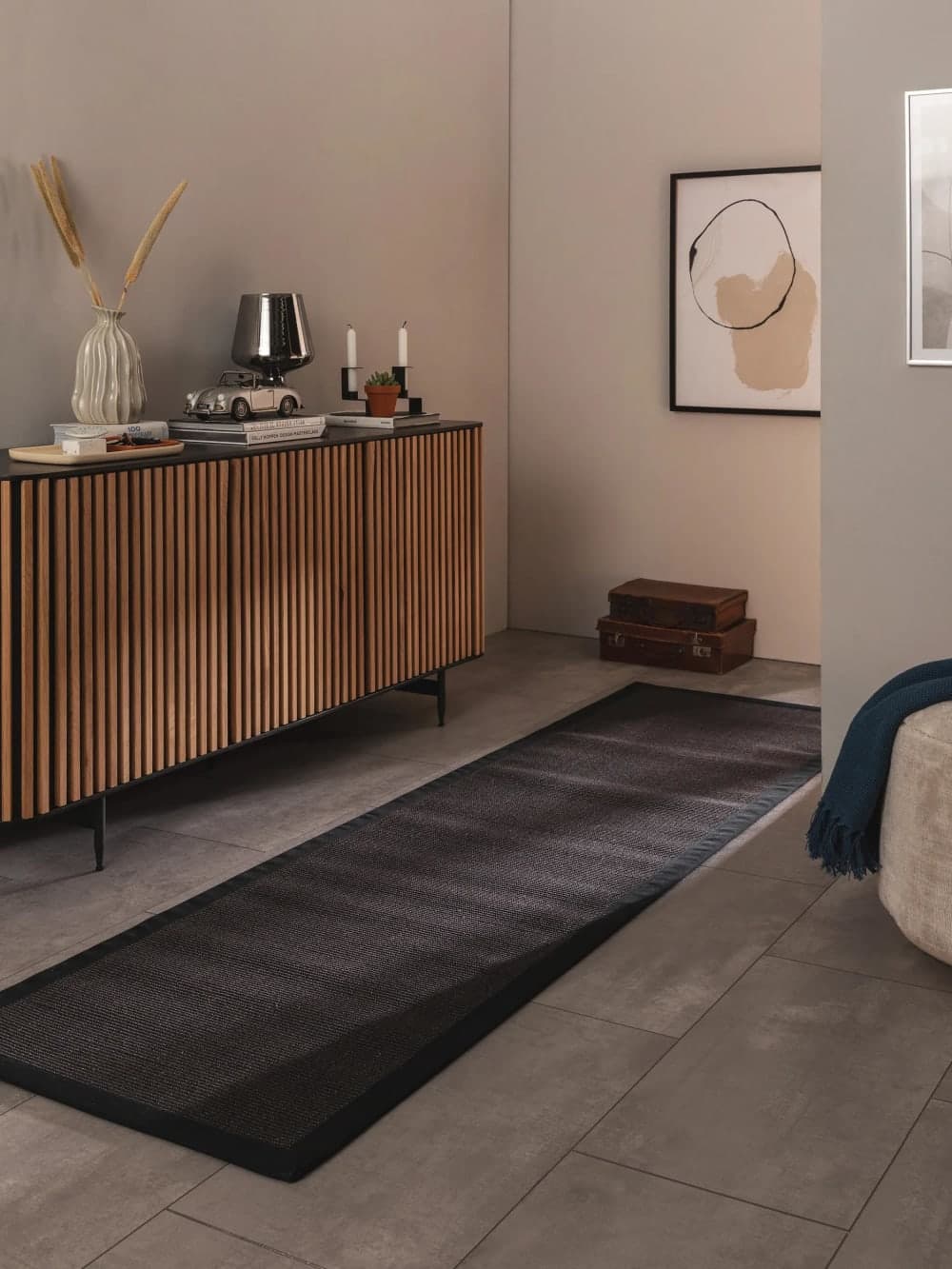 Alfombra de pasillo de sisal negro 70x300 cm